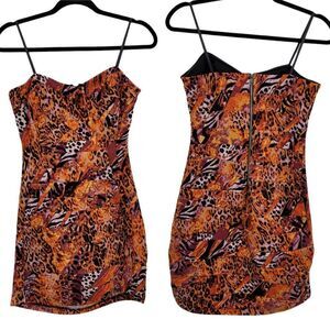 Vtg 90's City Triangles Grunge Animal Multimedia Patchwork Bodycon‎ Dress Sz M